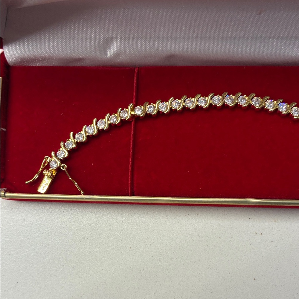 14k Gold Crystal Tennis Bracelet - Women Jewelry
